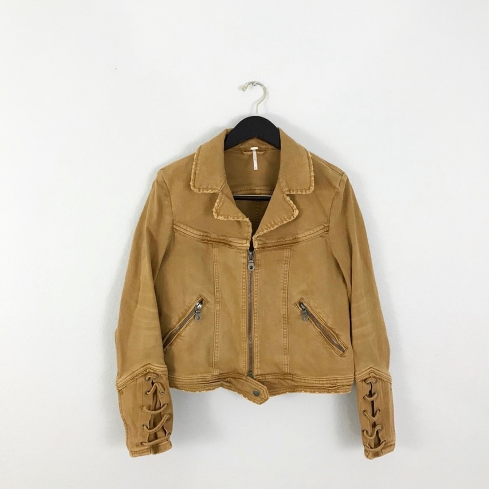 Free People Jacket Moto Shrunken Twill